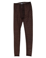 Dolce & Gabbana Braune Nylon Logo Leggings mit Spitze Unterwäsche