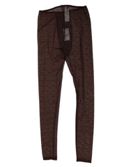 Dolce & Gabbana Braune Nylon Logo Leggings mit Spitze Unterwäsche