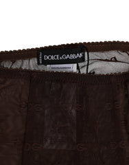 Dolce & Gabbana Braune Nylon Logo Leggings mit Spitze Unterwäsche