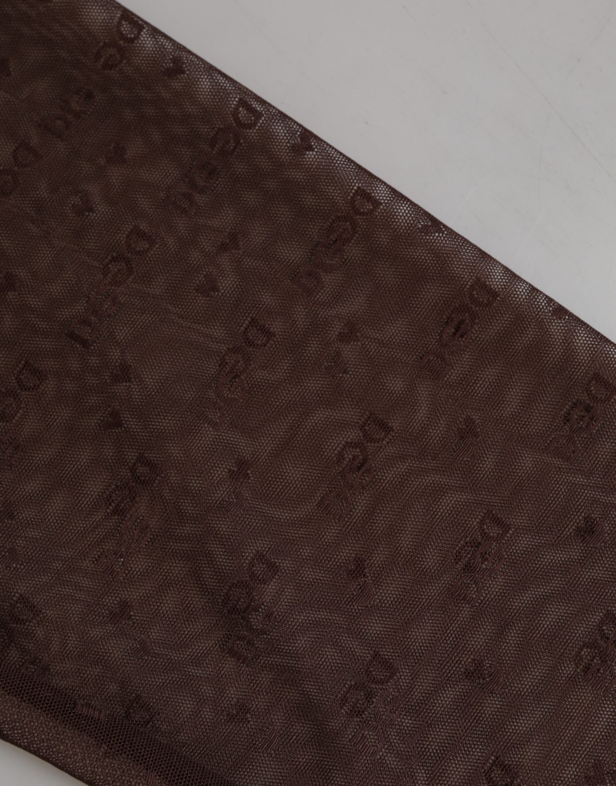 Dolce & Gabbana Braune Nylon Logo Leggings mit Spitze Unterwäsche