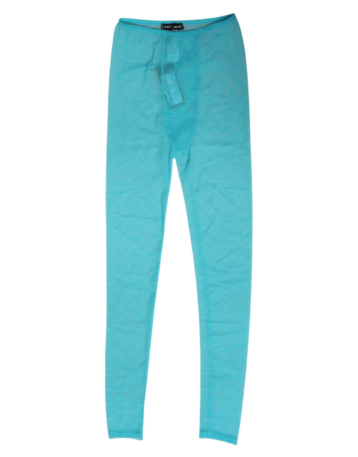 Dolce & Gabbana Light Blue Nylon-Logo-Leggingshose Unterwäsche