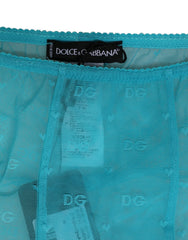 Dolce & Gabbana Light Blue Nylon-Logo-Leggingshose Unterwäsche