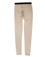 Dolce & Gabbana Beige Nylon Logo Spitzen Leggings Hosen Unterwäsche