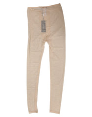 Dolce & Gabbana Beige Nylon Stretch Logo Kanten Leggings Ondergoed