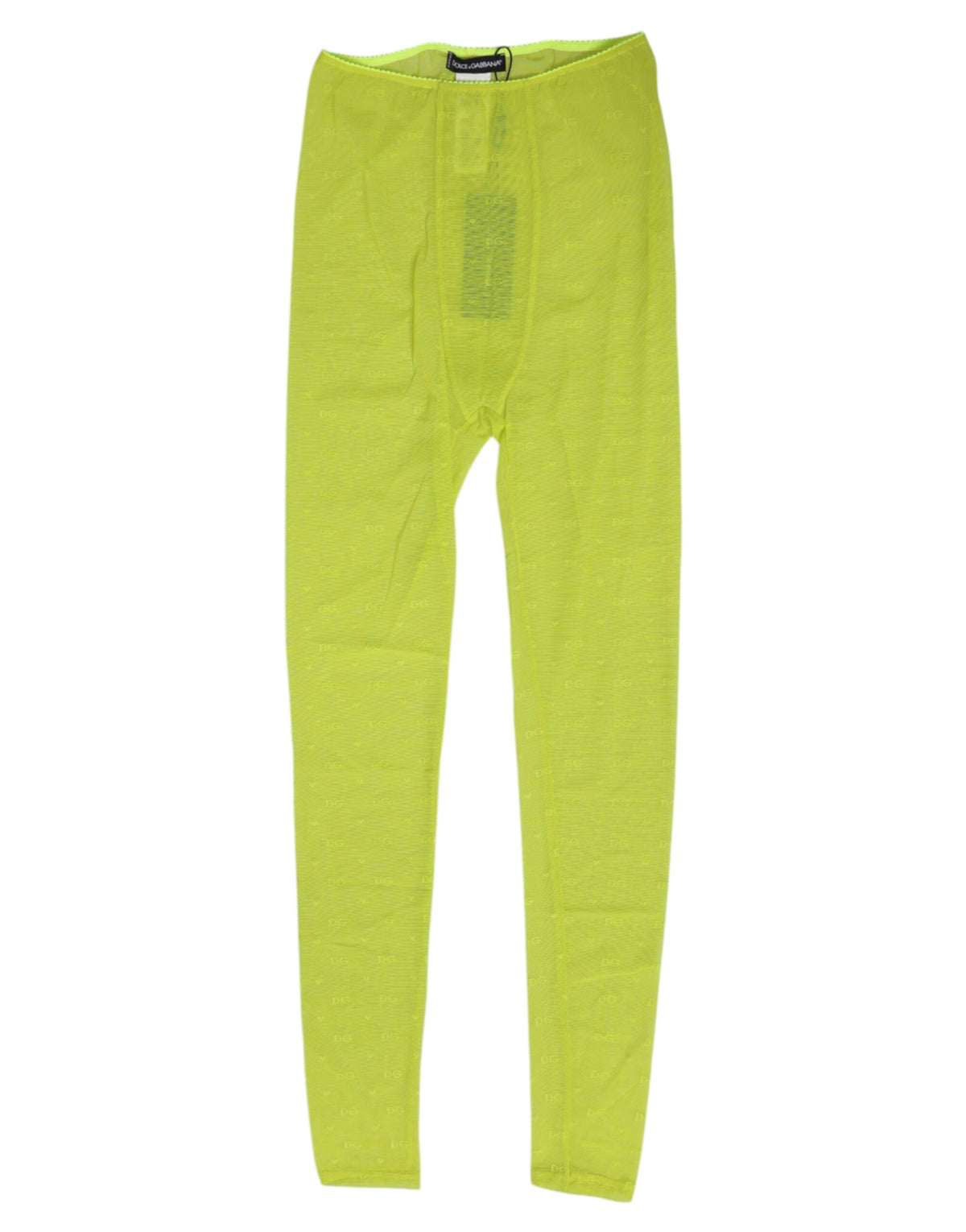 Dolce & Gabbana Neon Grüne Nylon Logo Spitzen Leggings Hose Unterwäsche