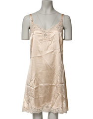 Dolce & Gabbana Nude Chemise Lingerie Jurk van Zijde en Kant