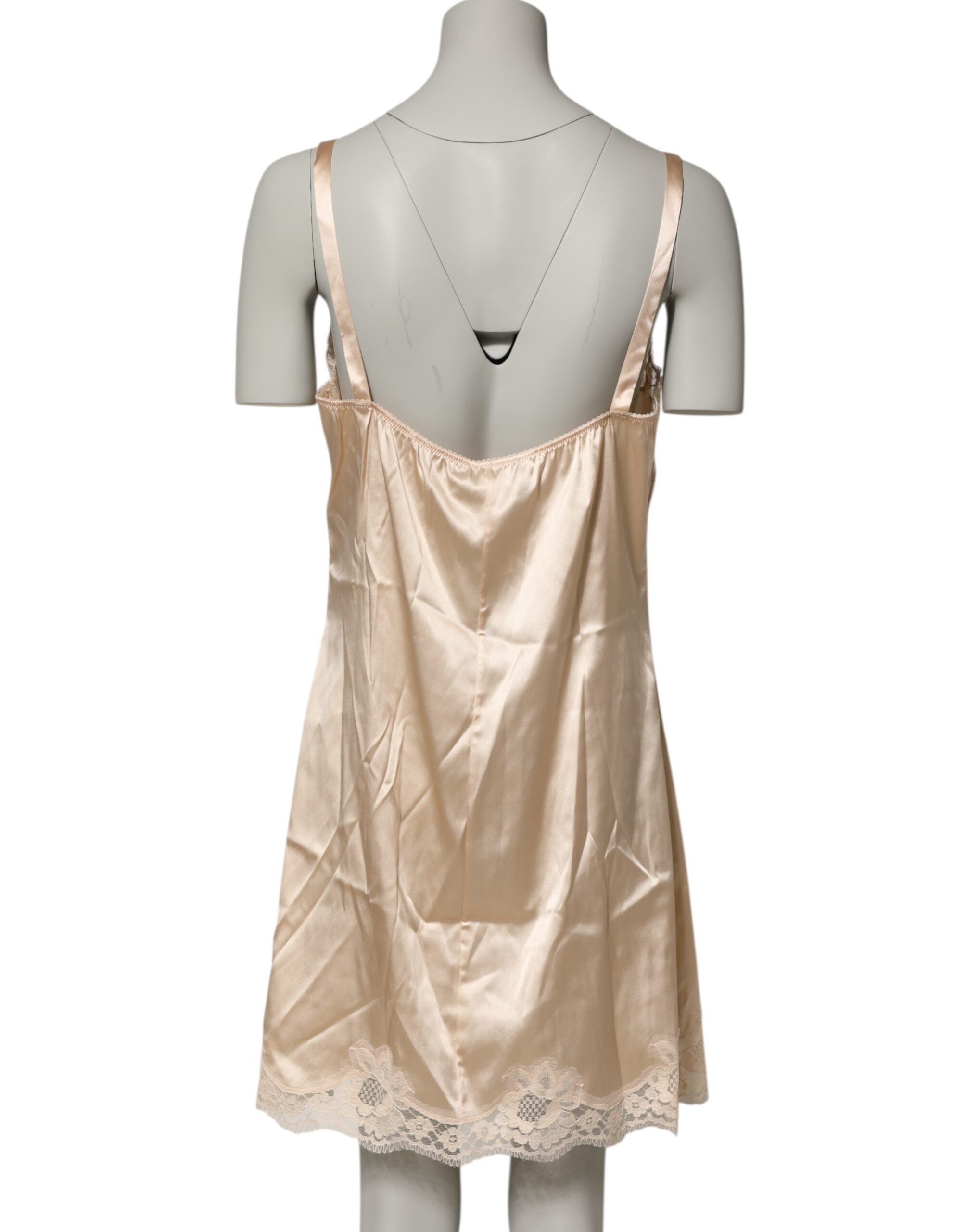 Dolce & Gabbana Nude Chemise Lingerie Jurk van Zijde en Kant