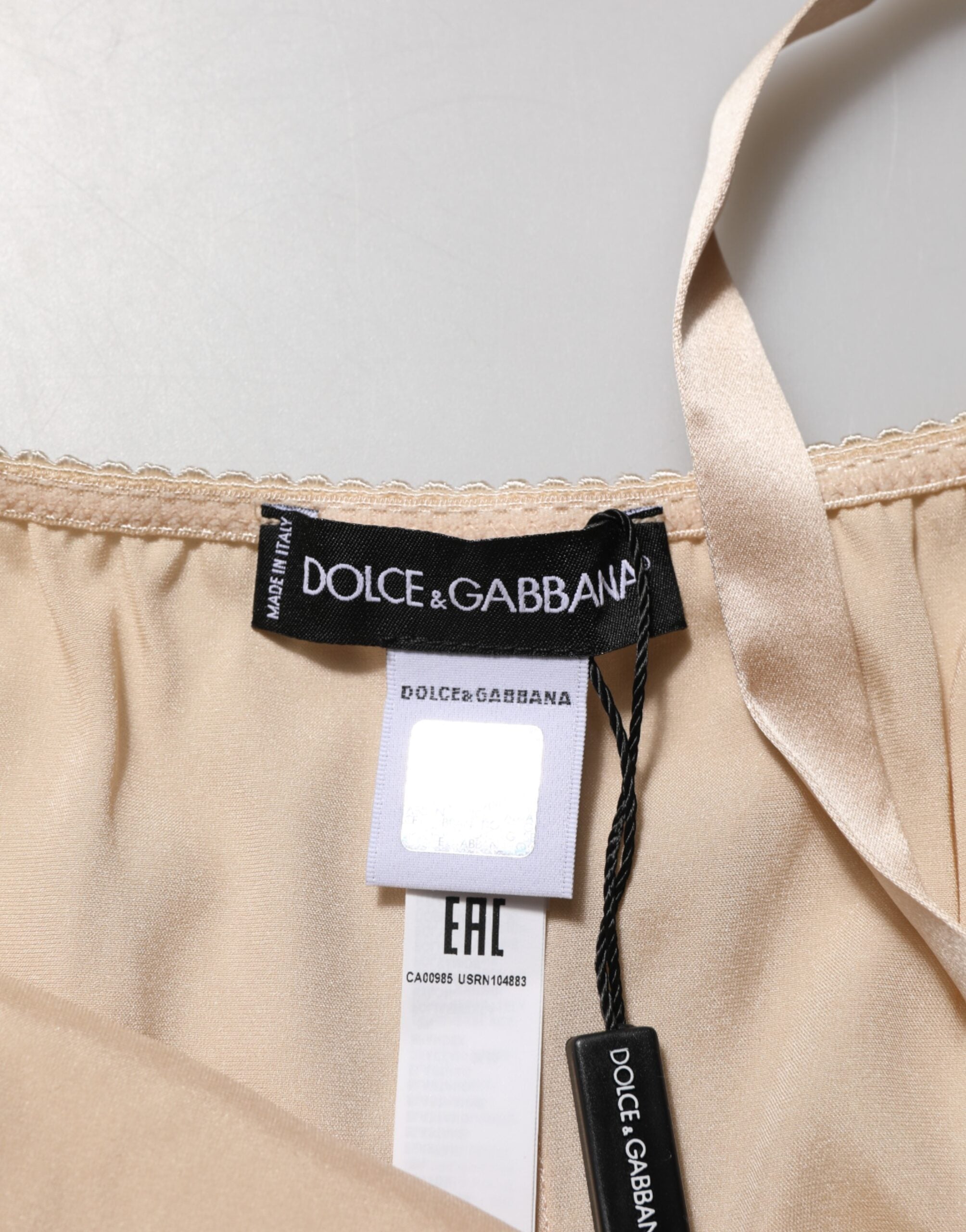 Dolce & Gabbana Nude Chemise Lingerie Jurk van Zijde en Kant