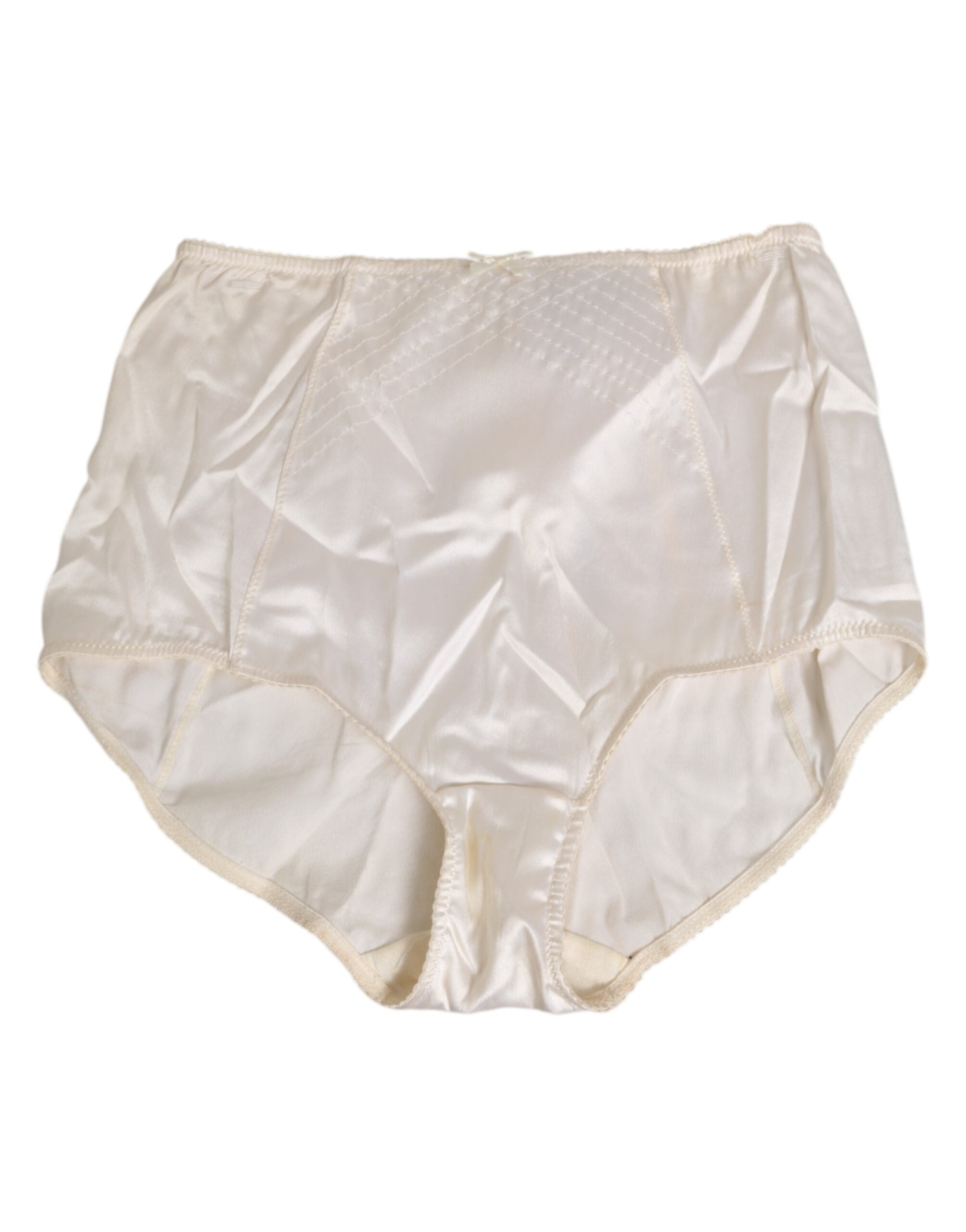 Dolce & Gabbana Off-White Seidene Höschen mit hoher Taille und Korsagen-Effekt