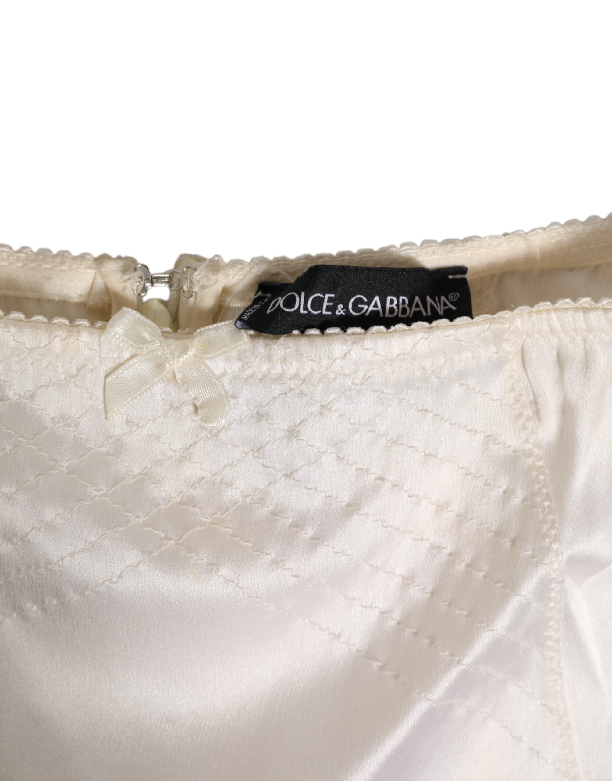 Dolce & Gabbana Off-White Seidene Höschen mit hoher Taille und Korsagen-Effekt