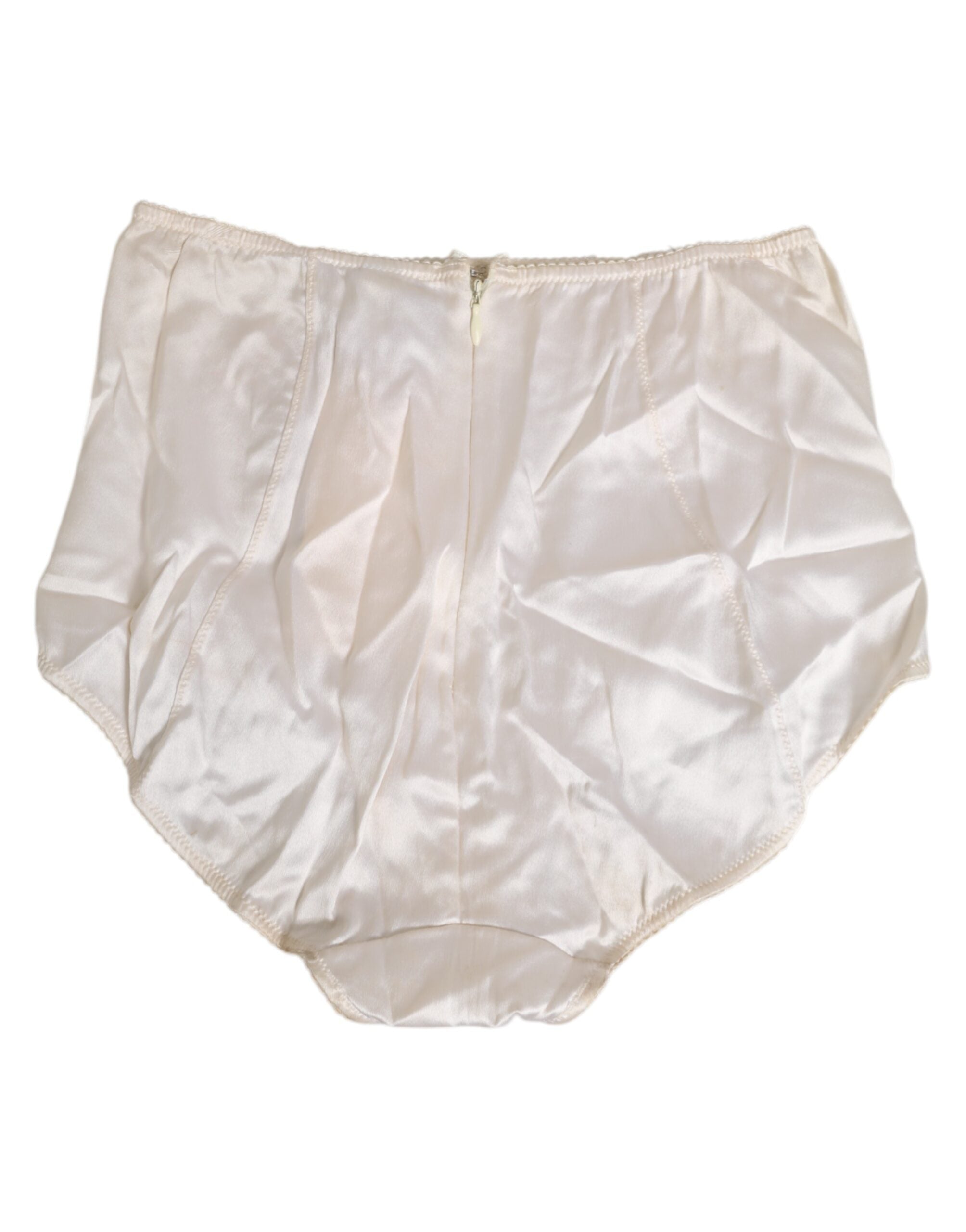 Dolce & Gabbana Off-White Seidene Höschen mit hoher Taille und Korsagen-Effekt