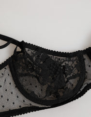 Dolce & Gabbana Schwarzer geblümter Balconette-BH mit Bügel Unterwäsche