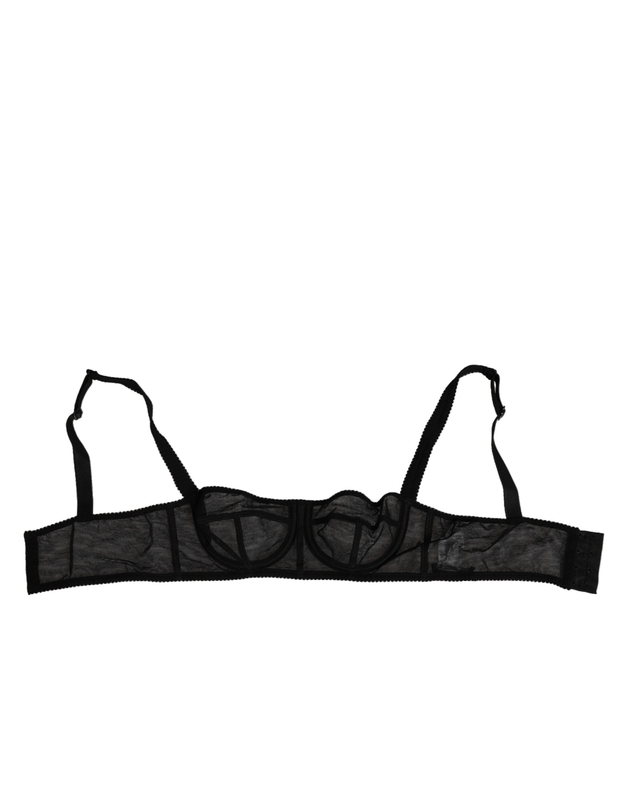 Dolce & Gabbana Schwarzer Floraler Balconette-BH mit Bügeln Unterwäsche
