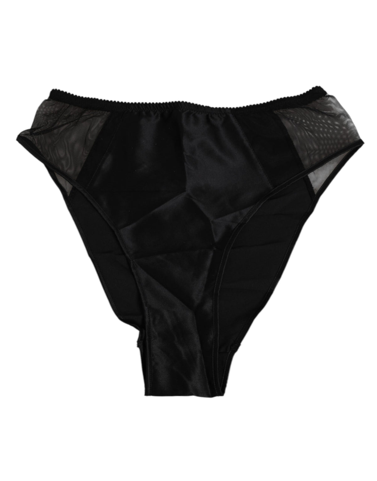 Dolce & Gabbana Schwarze Seiden-Stretch High-Waist Panty Unterwäsche