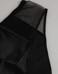 Dolce & Gabbana Schwarze Seiden-Stretch High-Waist Panty Unterwäsche