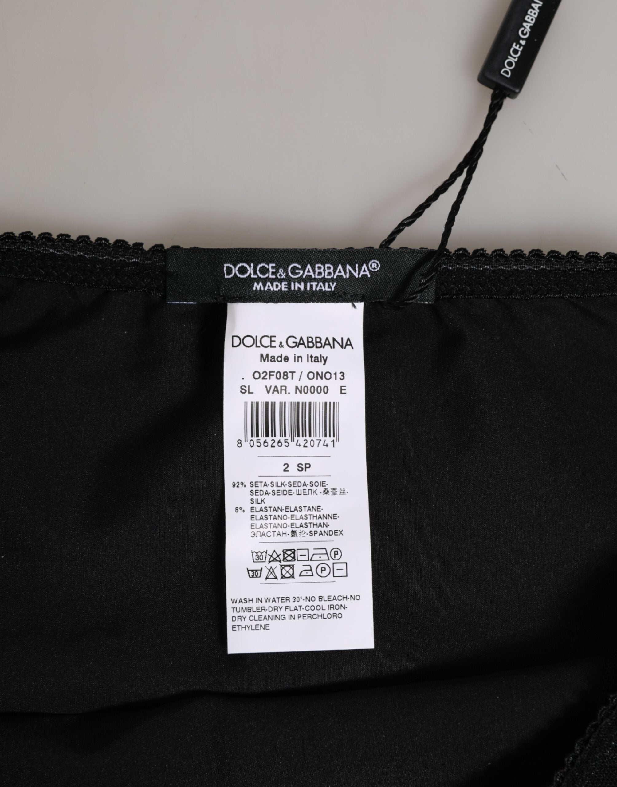 Dolce & Gabbana Schwarze Seiden-Stretch High-Waist Panty Unterwäsche