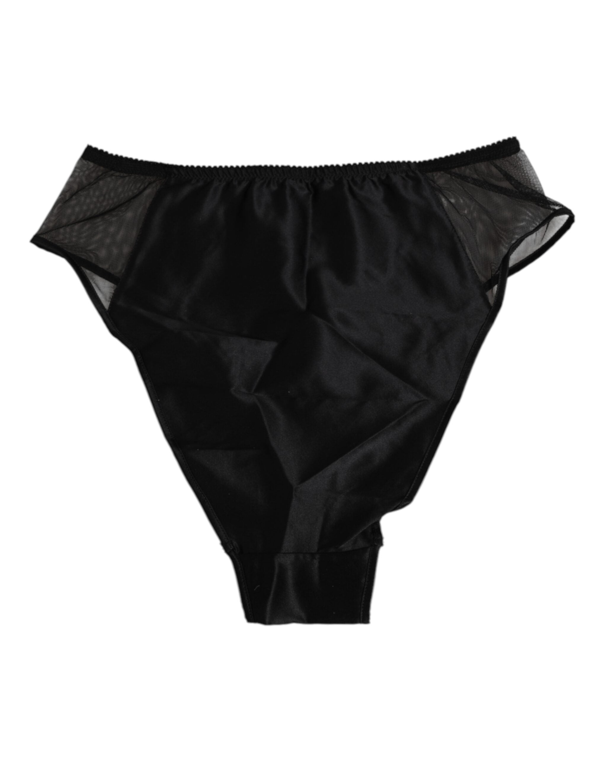 Dolce & Gabbana Schwarze Seiden-Stretch High-Waist Panty Unterwäsche