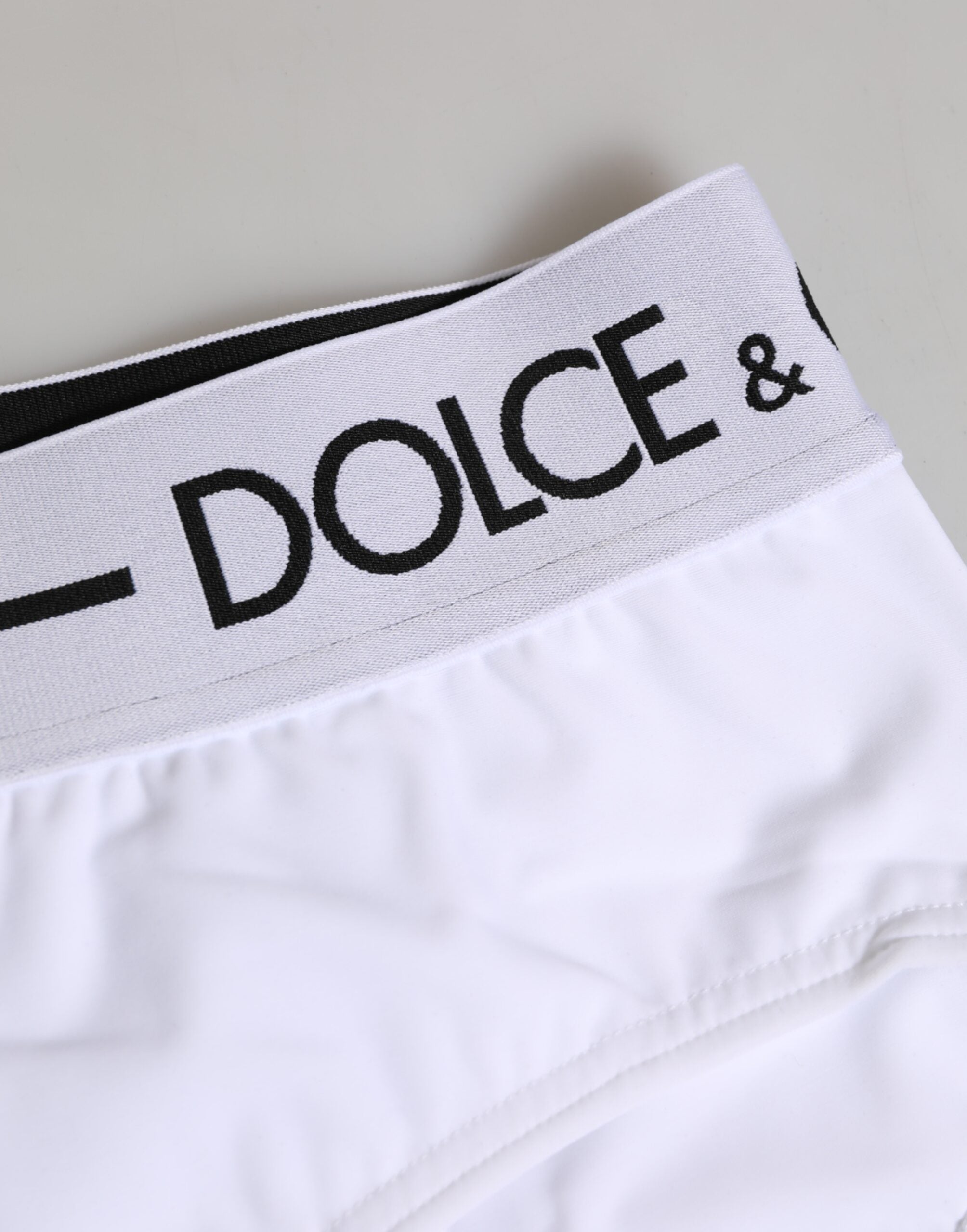 Dolce & Gabbana Weiße Nylon-Shorts mit Logo-Bund Unterwäsche