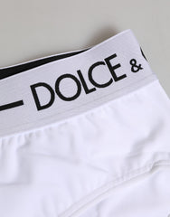 Dolce & Gabbana Weiße Nylon-Shorts mit Logo-Bund Unterwäsche