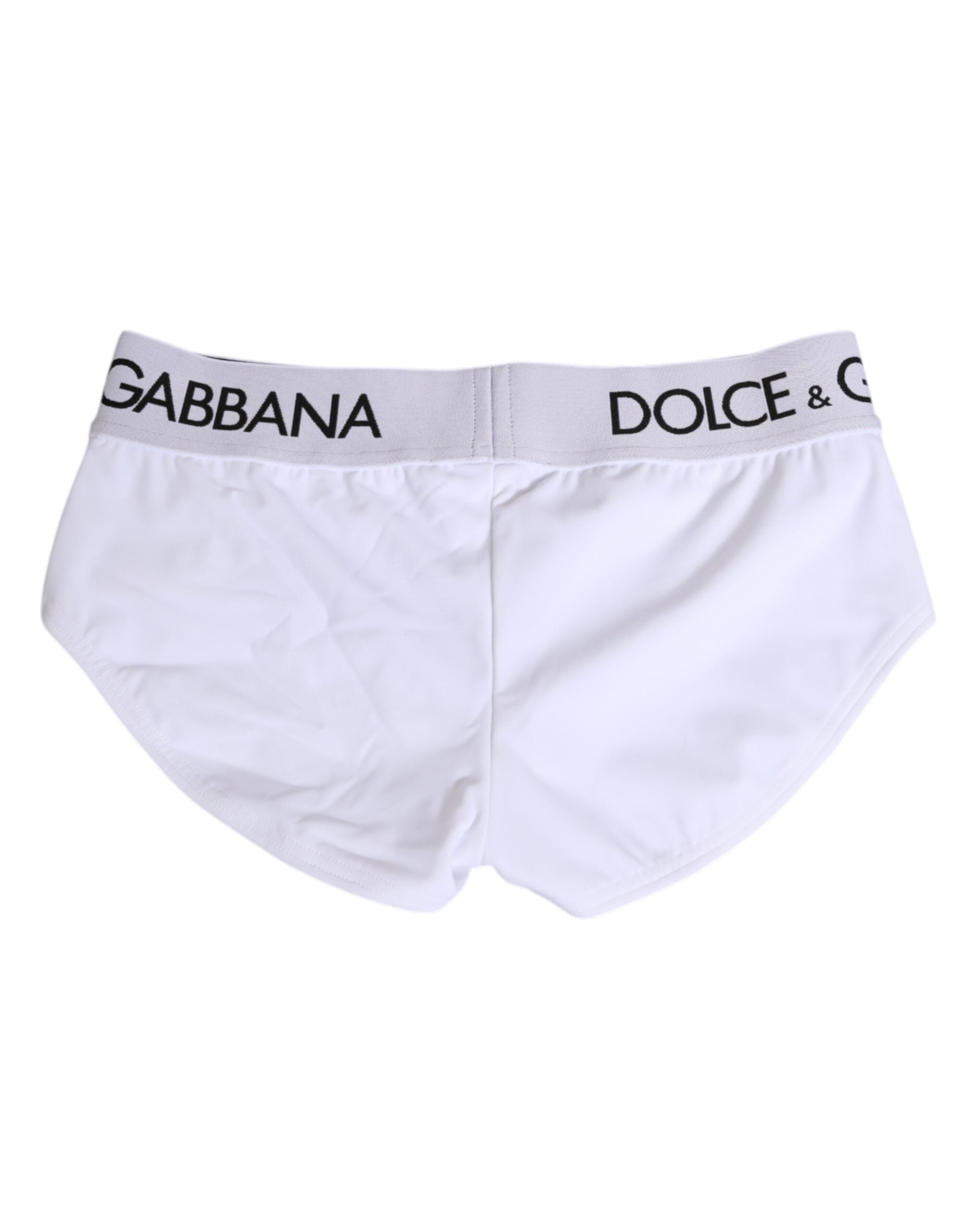 Dolce & Gabbana Weiße Nylon-Shorts mit Logo-Bund Unterwäsche