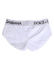 Dolce & Gabbana Weiße Nylon-Shorts mit Logo-Bund Unterwäsche