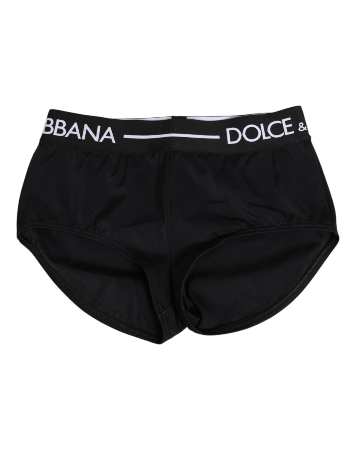 Dolce & Gabbana Schwarze Nylon Shorts Unterwäsche mit Logo-Bund