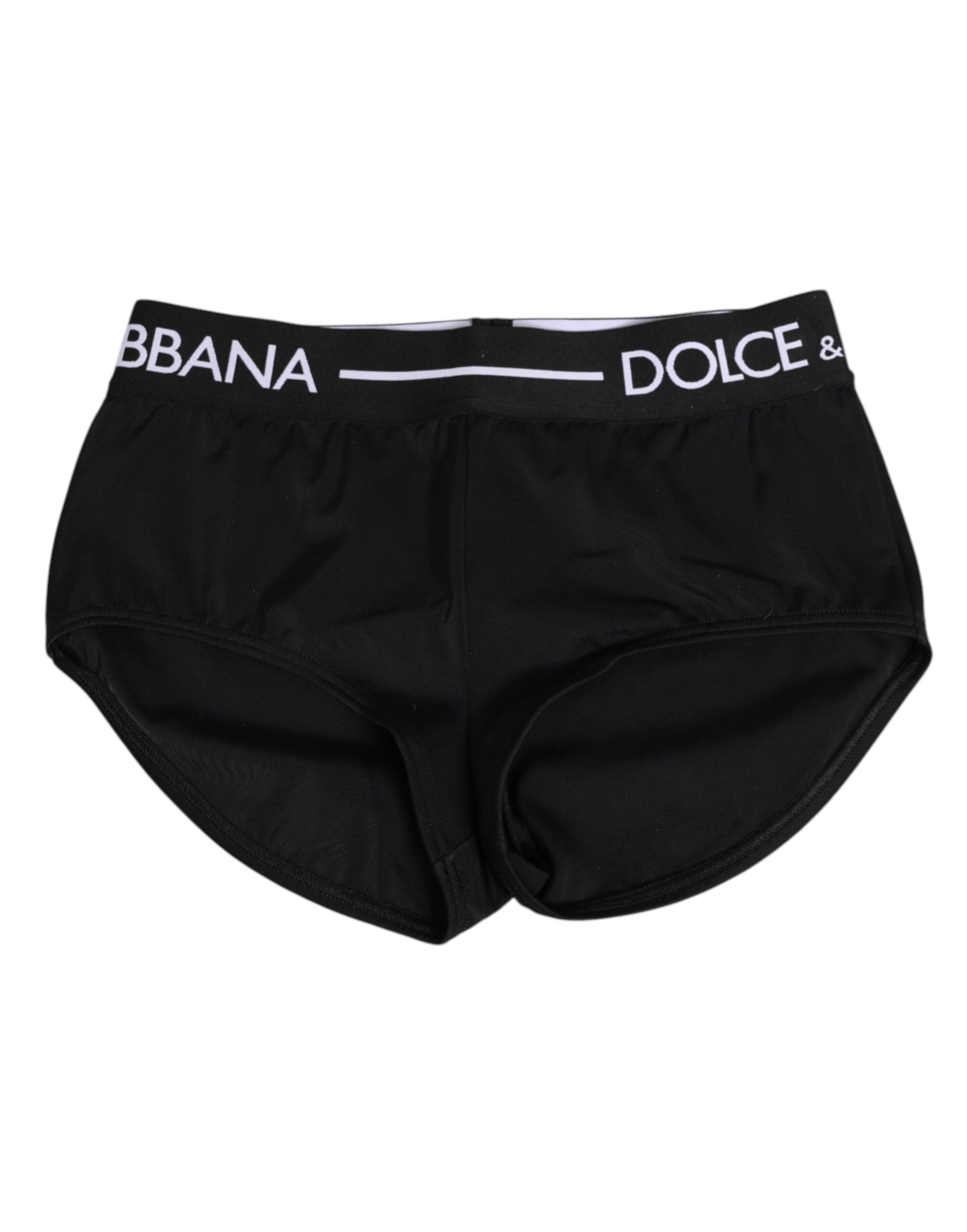 Dolce & Gabbana Schwarze Nylon Shorts Unterwäsche mit Logo-Bund