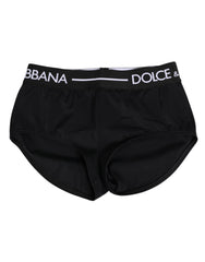 Dolce & Gabbana Schwarze Nylon Shorts Unterwäsche mit Logo-Bund