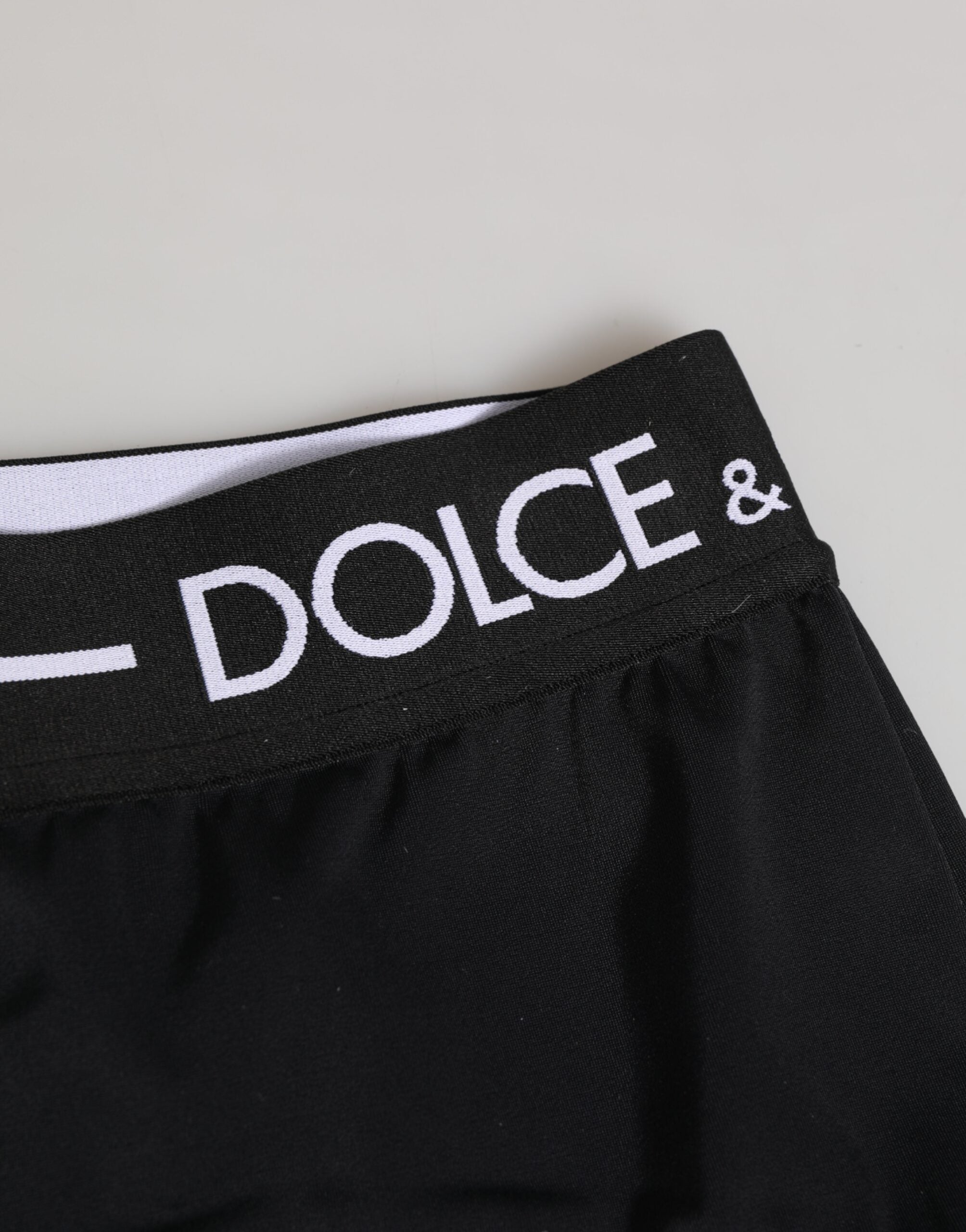 Dolce & Gabbana Schwarze Nylon Shorts Unterwäsche mit Logo-Bund
