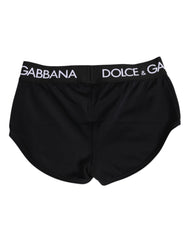 Dolce & Gabbana Schwarze Nylon Shorts Unterwäsche mit Logo-Bund