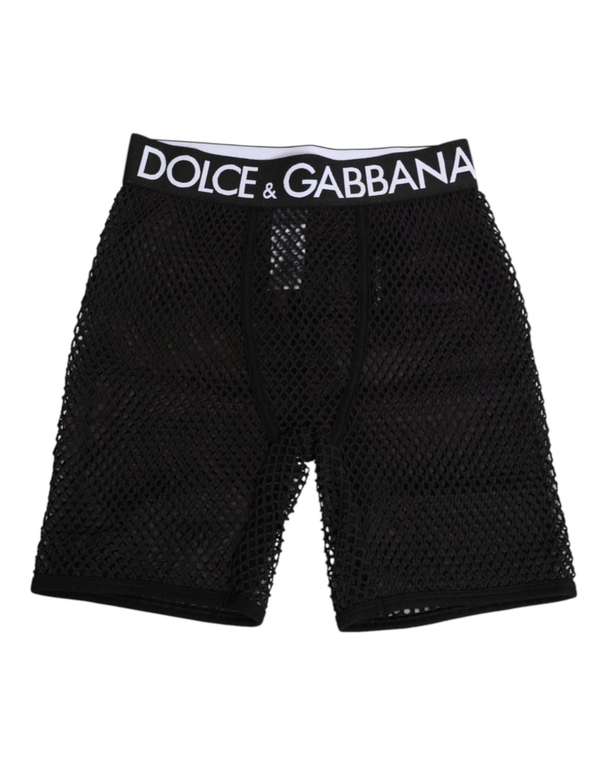Dolce & Gabbana Schwarze Baumwoll-Logo-Shorts Midi-Unterhose