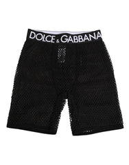 Dolce & Gabbana Schwarze Baumwoll-Logo-Shorts Midi-Unterhose