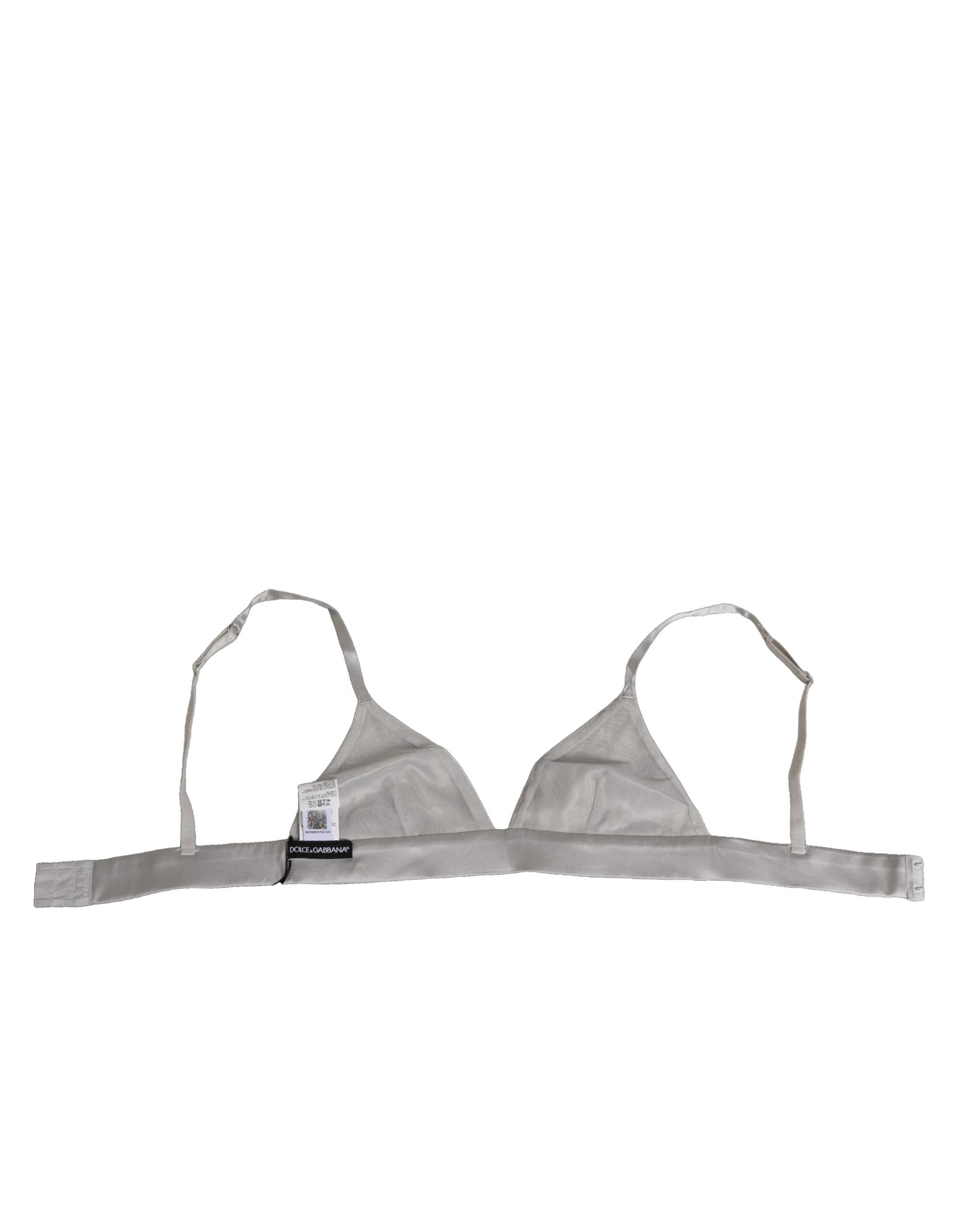 Dolce & Gabbana Grauer Triangel-BH aus Seidensatin mit Softcups Dessous