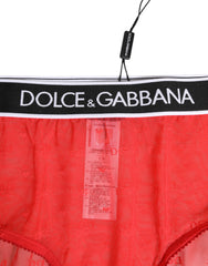 Dolce & Gabbana Roter Nylon Logobund Slip Unterwäsche