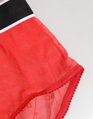 Dolce & Gabbana Roter Nylon Logobund Slip Unterwäsche