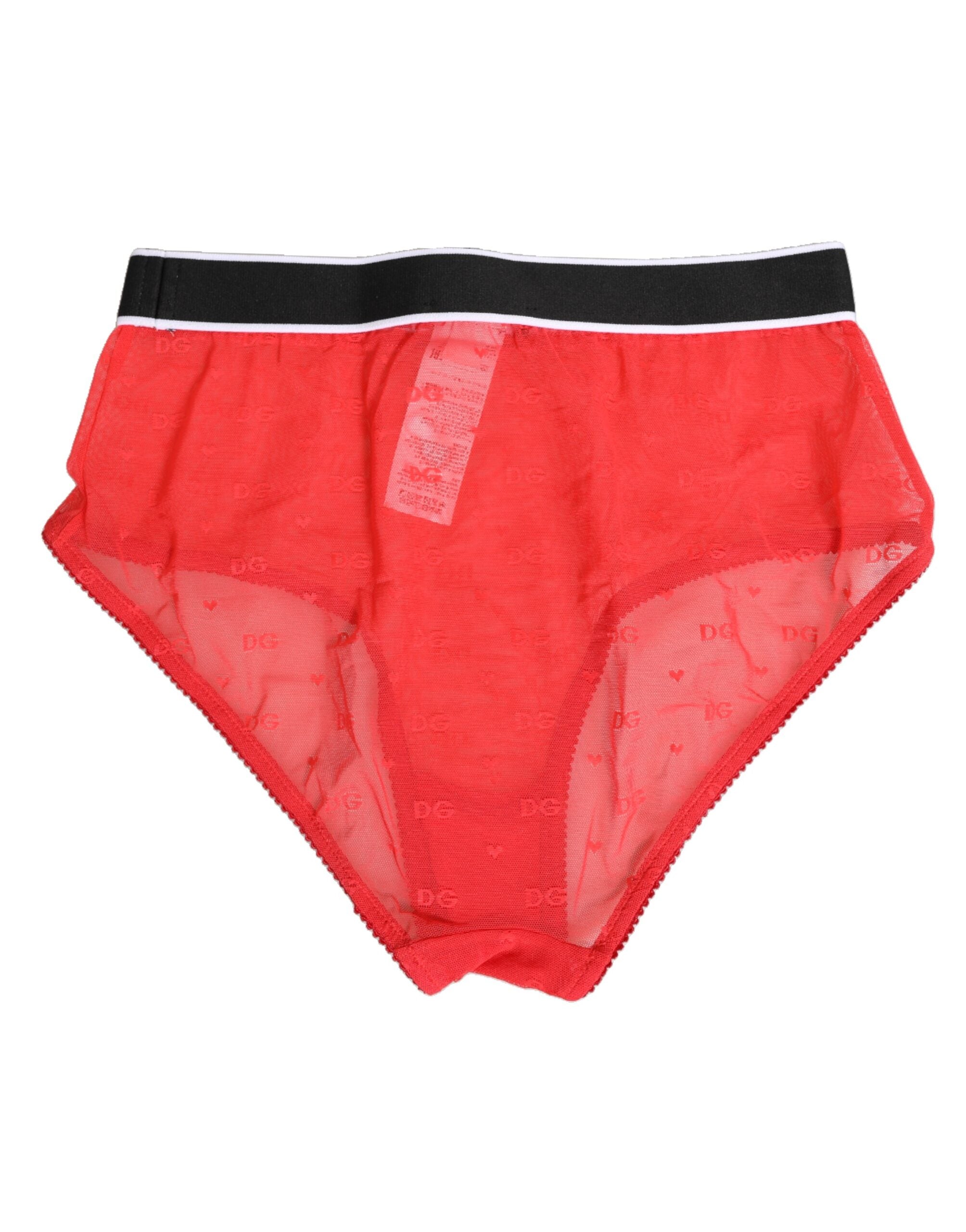 Dolce & Gabbana Roter Nylon Logobund Slip Unterwäsche