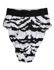 Dolce & Gabbana Schwarze weiße Pailletten High Waist Höschen Unterwäsche