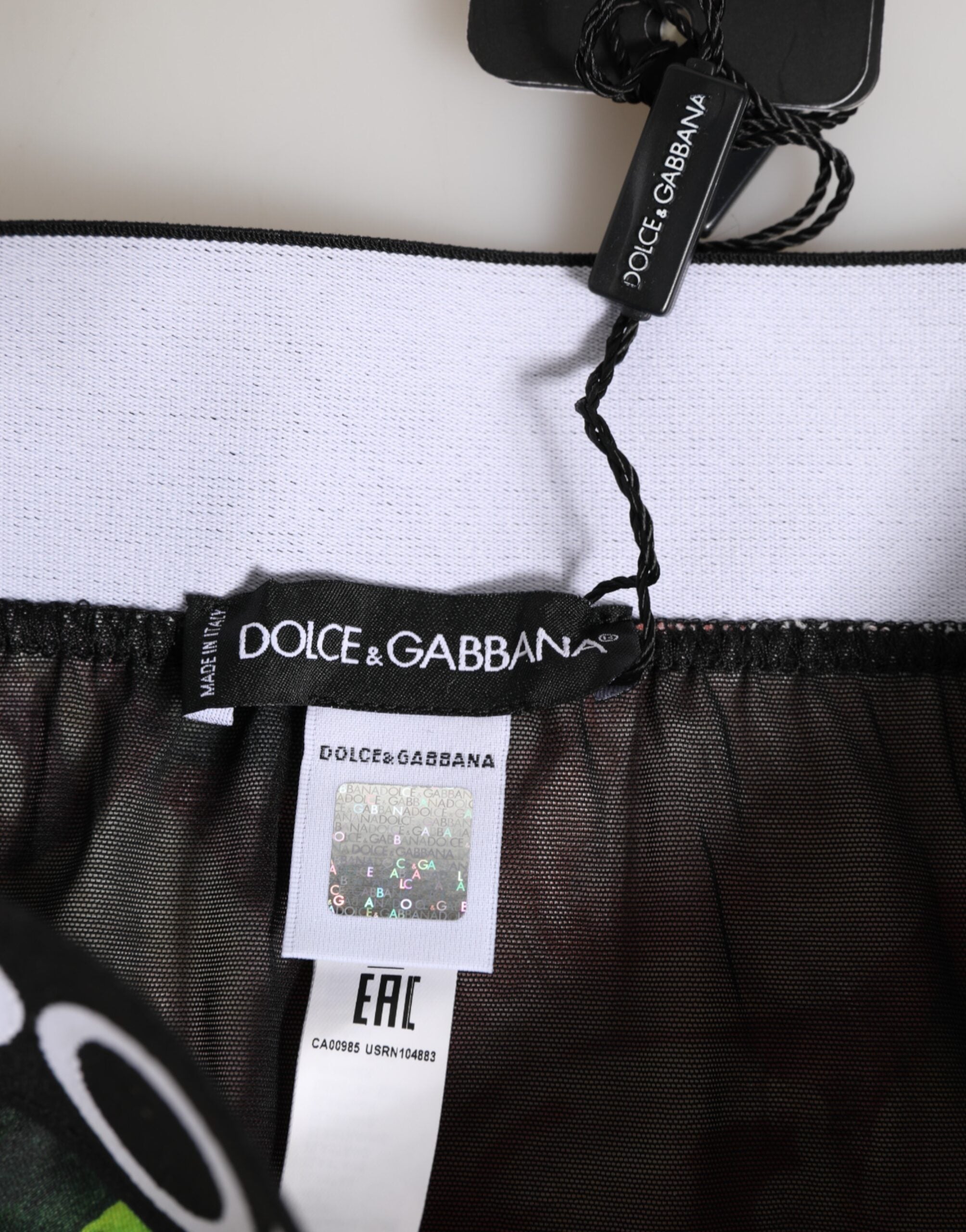 Dolce & Gabbana Schwarzer Slip mit Blumenmuster und hoher Taille