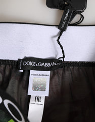 Dolce & Gabbana Schwarzer Slip mit Blumenmuster und hoher Taille