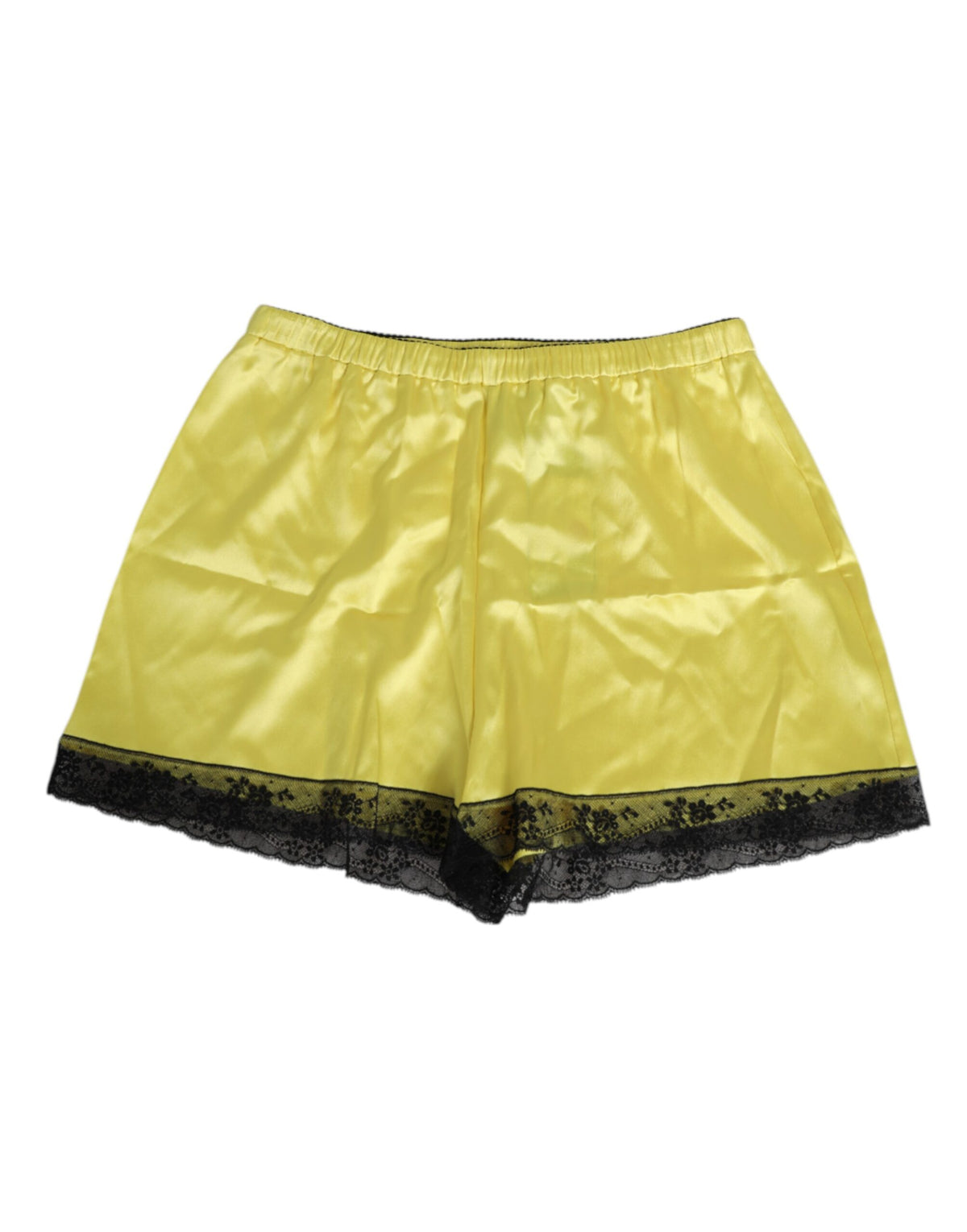 Dolce & Gabbana Gelbe Satinseide Mid Waist Unterwäsche-Shorts