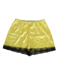Dolce & Gabbana Gelbe Satinseide Mid Waist Unterwäsche-Shorts
