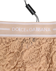 Dolce & Gabbana Beige Spitzen-Nylon-Höschen mit hoher Taille Unterwäsche