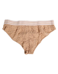 Dolce & Gabbana Beige Spitzen-Nylon-Höschen mit hoher Taille Unterwäsche