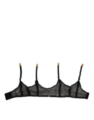Dolce & Gabbana Black Floral Lace Nylon Strap Garter Underwear