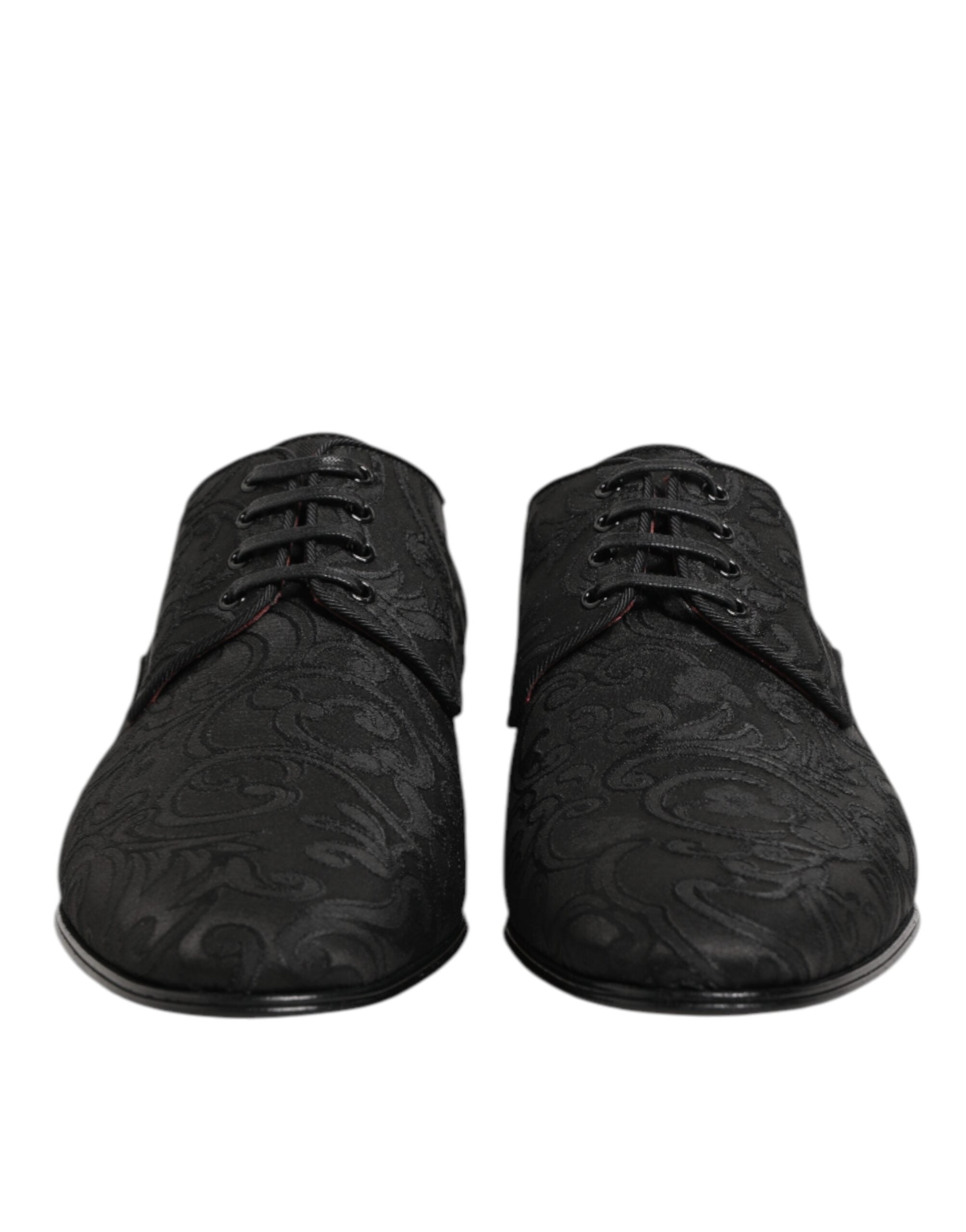 Dolce & Gabbana Schwarze Brokat Schnürschuhe Derby Herren-Abendschuhe
