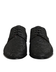 Dolce & Gabbana Schwarze Brokat Schnürschuhe Derby Herren-Abendschuhe