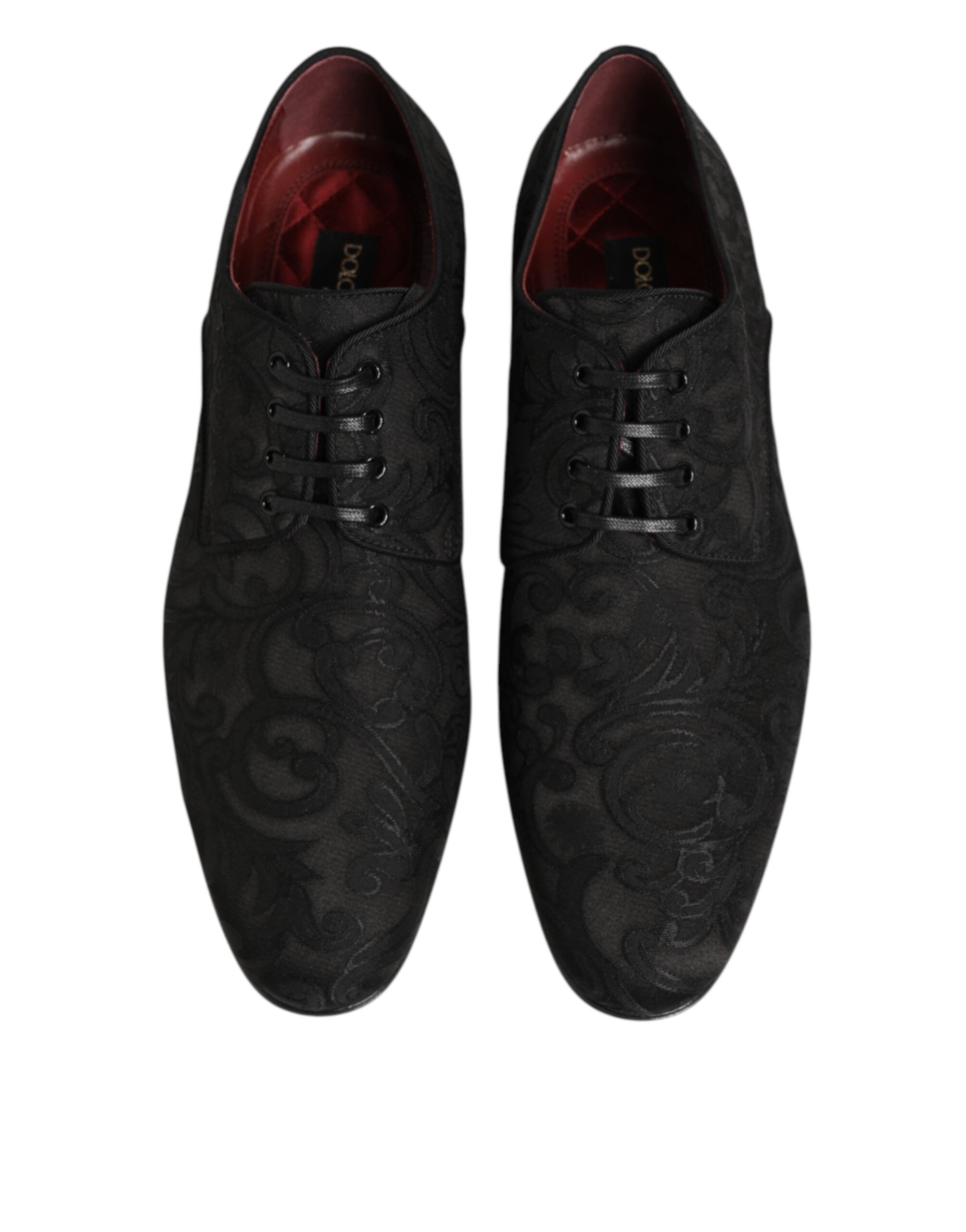 Dolce & Gabbana Schwarze Brokat Schnürschuhe Derby Herren-Abendschuhe