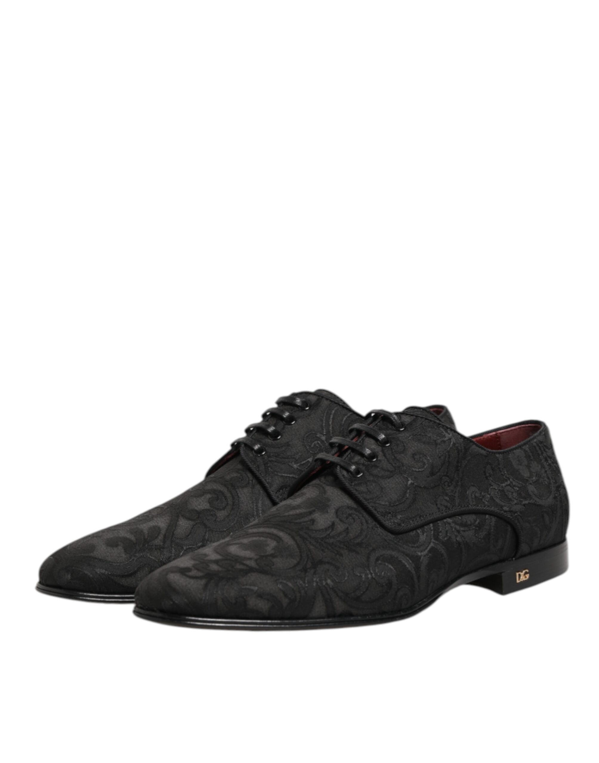 Dolce & Gabbana Schwarze Brokat Schnürschuhe Derby Herren-Abendschuhe