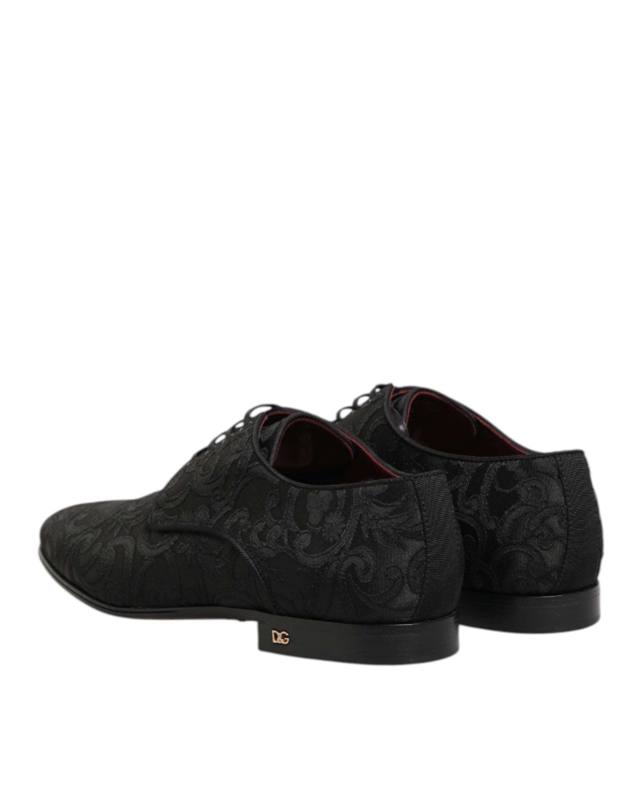 Dolce & Gabbana Schwarze Brokat Schnürschuhe Derby Herren-Abendschuhe