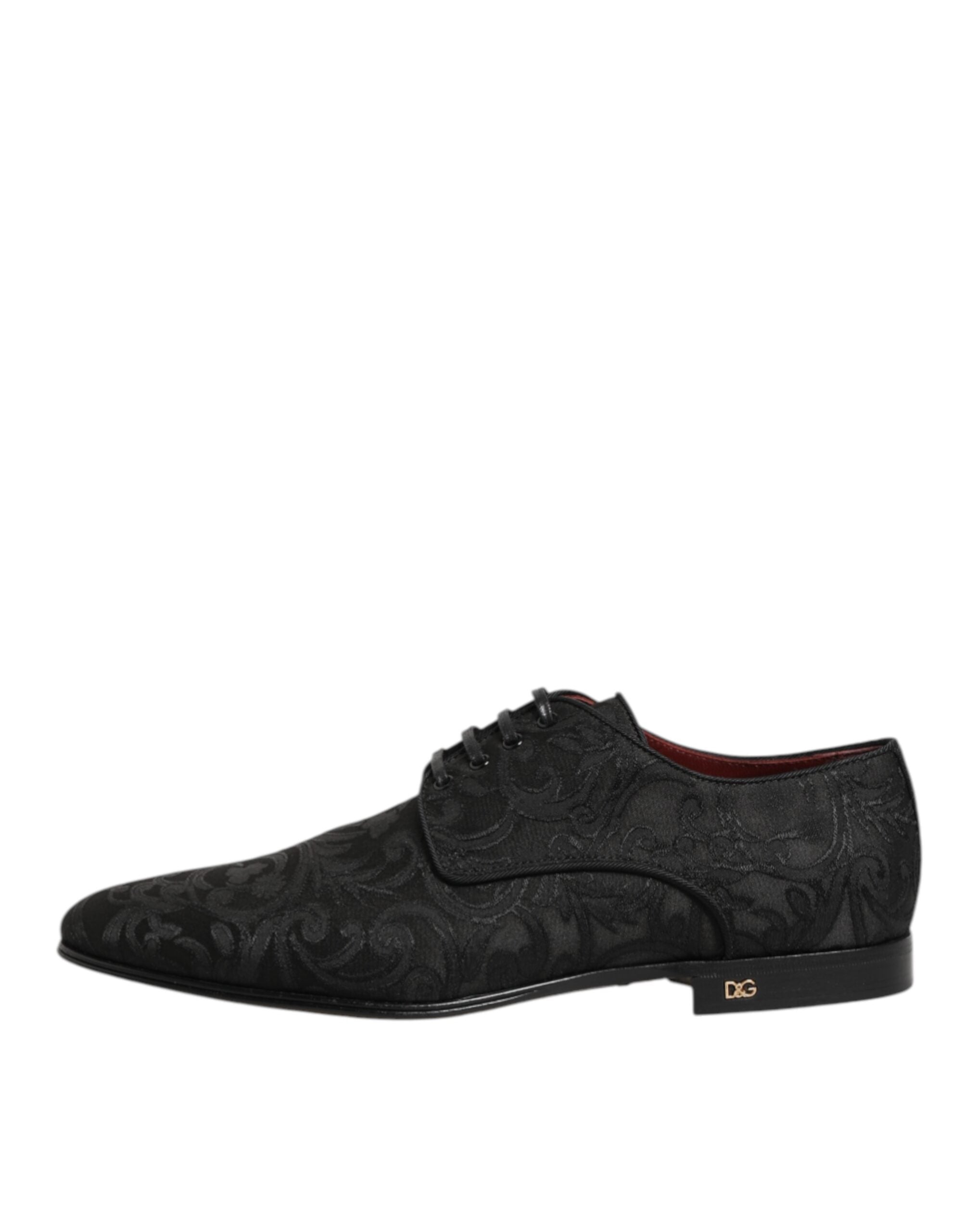 Dolce & Gabbana Schwarze Brokat Schnürschuhe Derby Herren-Abendschuhe